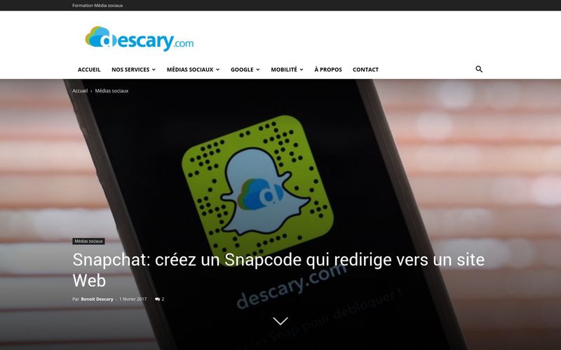 Snapchat : créez un Snapcode qui redirige vers un site Web (Descary.com)